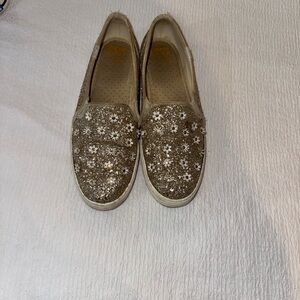 Kate Spade Keds Glittery Beige Slip-On Shoes